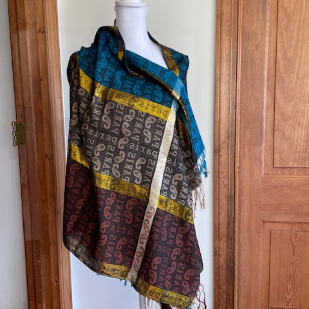 A&A Pashmina Cashmere Paris Large Oblong Shawl Wrap